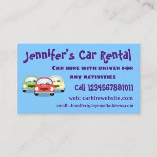 Carte De Visite Caricature de voitures Cute kawaii