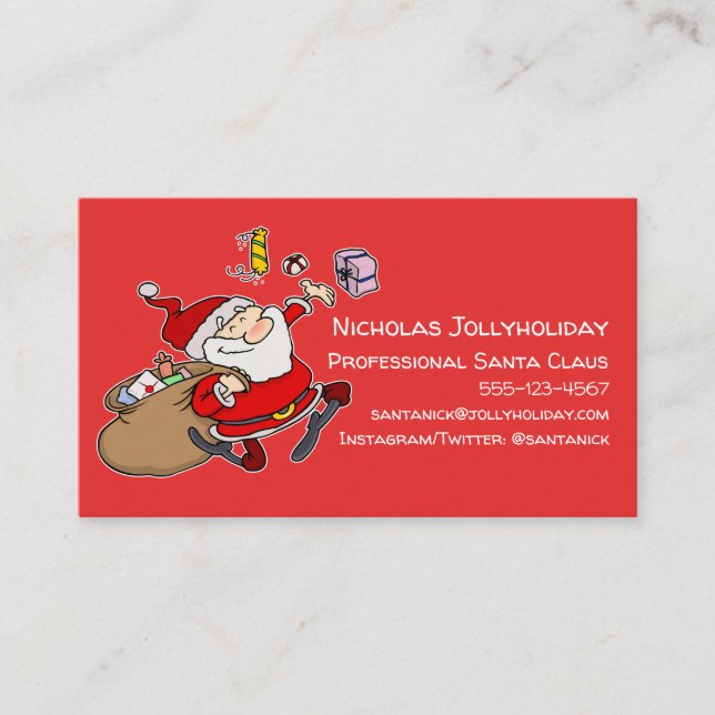 Carte De Visite Caricature informelle amusante du Père Noël profes (Devant)