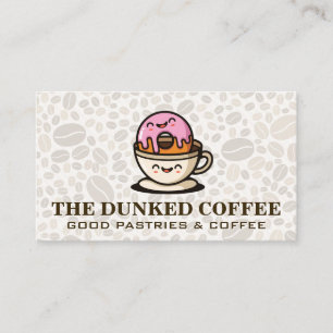 Carte De Visite Caricatures de la Coupe de Donut et de Café