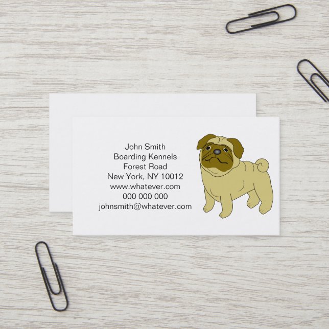 Carte De Visite Carlin Chien Embarquement Kennels (Devant/Arrière en situation)