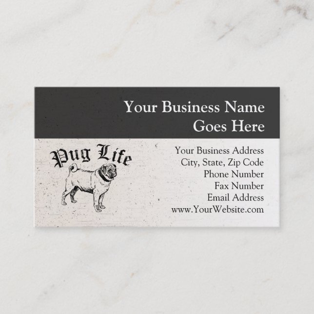 Carte De Visite Carlin Life Funny Chien Gangster (Devant)
