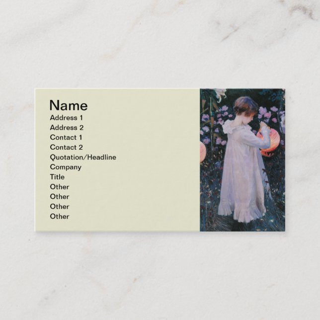 Carte De Visite Carnation Lily Lily Rose John Singer Sargent Art (Devant)