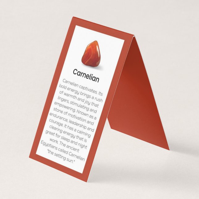 Carte De Visite Carnelian Crystal Signification Bijoux Display Car (Devant)