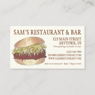 Carte De Visite Carolina BBQ Pullé Porc Barbecue Sandwich Chef