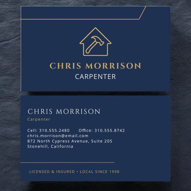 Carte De Visite Carpenter Carpentry House Hammer Icon (Créateur téléchargé)