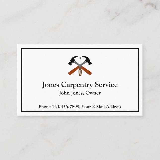 Carte De Visite Carpenter Contractor Construction Business Card (Devant)