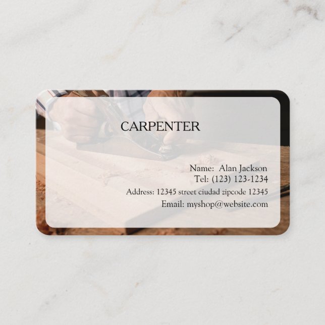 CARTE DE VISITE CARPENTER modifiable (Devant)