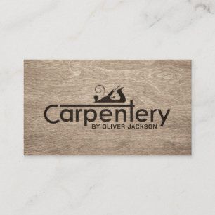 Carte De Visite Carpenter services cool logo text with planer