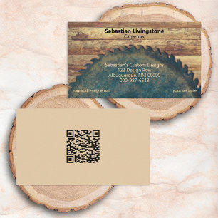 Carte De Visite Carponnerie de scie circulaire verte rustique Code