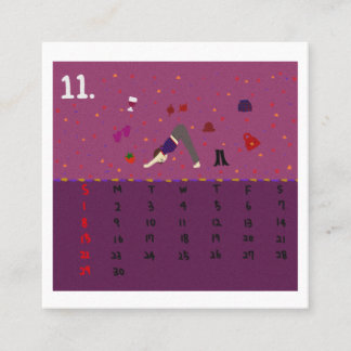 Carte De Visite Carré 2026 Cute Cartoon Yoga Poses Calendar, Health 