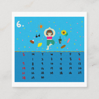 Carte De Visite Carré 2026 Cute Cartoon Yoga Poses Calendar, Health 