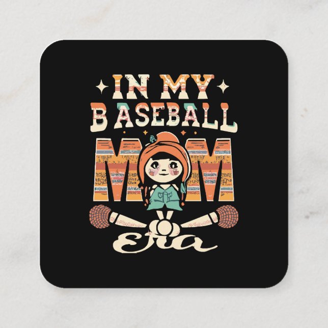 Carte De Visite Carré À l'ère de ma mère de baseball (Dos)