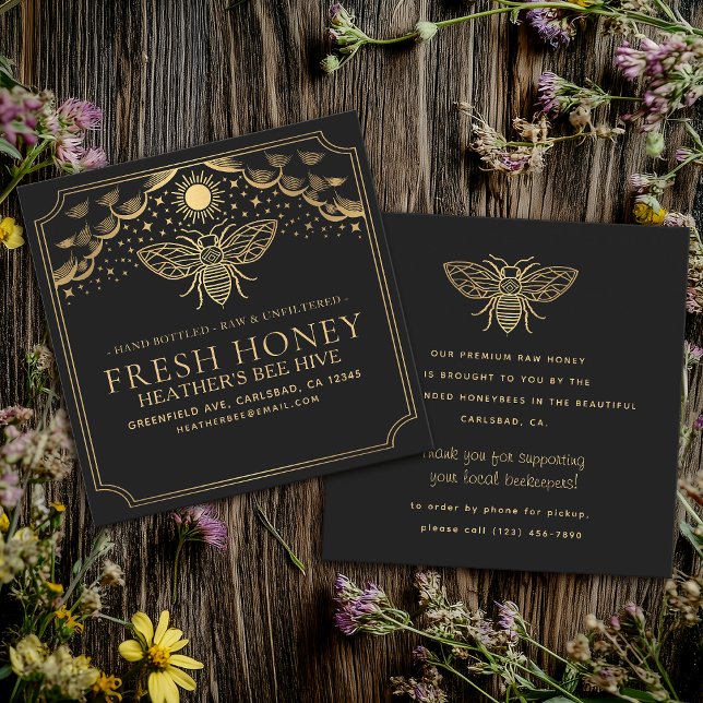 Carte De Visite Carré Abeille à miel à tarot de cuisine modifiable (Créateur téléchargé)
