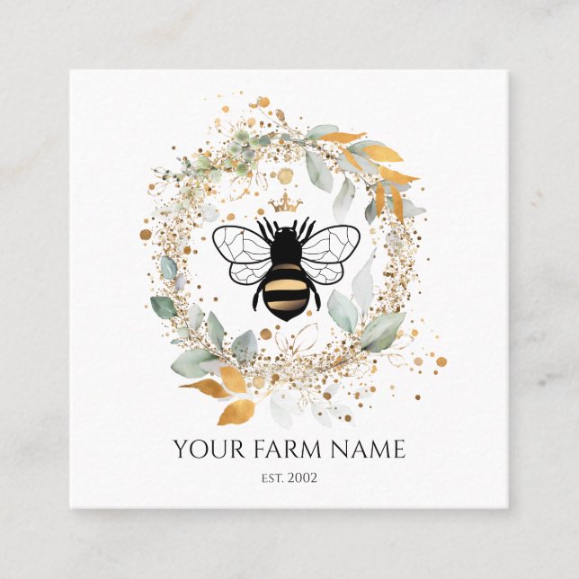 Carte De Visite Carré Abeille Apiariste Ferme d'abeilles Honeycomb Sq (Devant)
