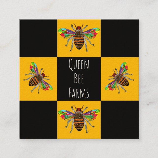 Carte De Visite Carré Abeille, Vendeur d'abeilles au miel, Apiariste d'a (Devant)