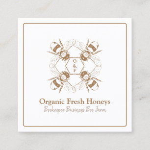 Carte De Visite Carré Abeilles apiculteurs rustique Honeycomb Farm Apièr
