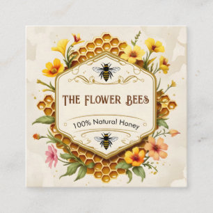 Carte De Visite Carré Abeilles de miel apiculteur apiaire jaune rose