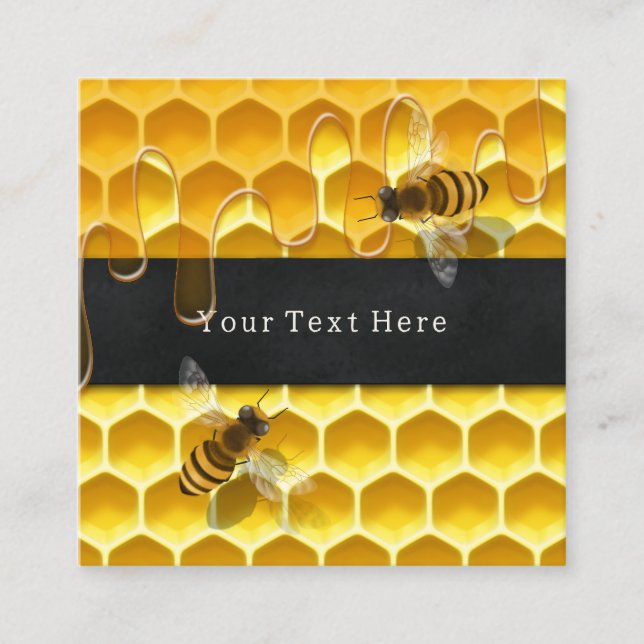 Carte De Visite Carré Abeilles de miel sur la goutte d'abeille (Devant)