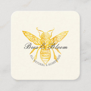 Carte De Visite Carré Abeilles et fleurs Florales Élégantes et décorativ
