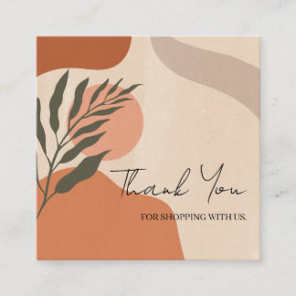 Carte De Visite Carré Abstract Terracotta Kraft Scandi Thank You Square 