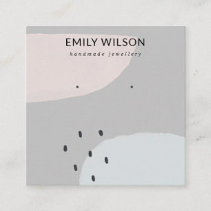 CARTE DE VISITE CARRÉ ABSTRAIT BLUSH DUSKY BLUE STUD EARRY AFFICHER SQU