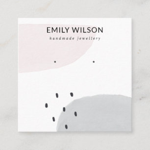 CARTE DE VISITE CARRÉ ABSTRAIT BLUSH DUSKY GRAY STUD EARRING AFFICHAGE
