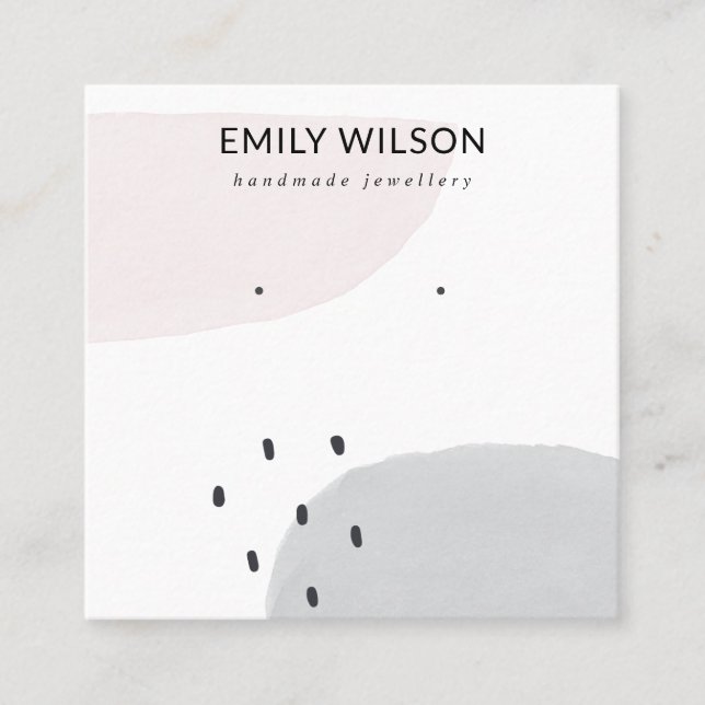 CARTE DE VISITE CARRÉ ABSTRAIT BLUSH DUSKY GRAY STUD EARRING AFFICHAGE (Devant)