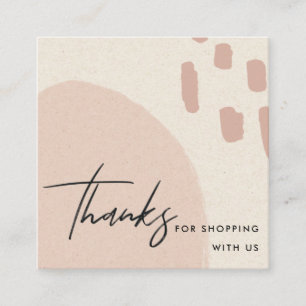 CARTE DE VISITE CARRÉ ABSTRAIT BLUSH PEACH KRAFT SCANDI MERCI LOGO