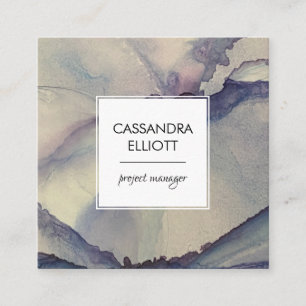 Carte De Visite Carré Abstrait Dusty Blue Purple Alcohol Enk Liquid Art
