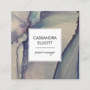 Carte De Visite Carré Abstrait Dusty Blue Purple Alcohol Ink Liquide Art