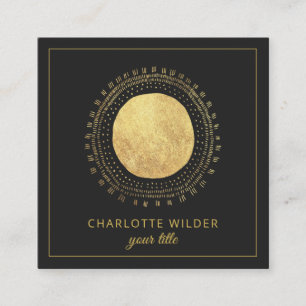 Carte De Visite Carré Abstrait Gold Foil Cercle Carré noir