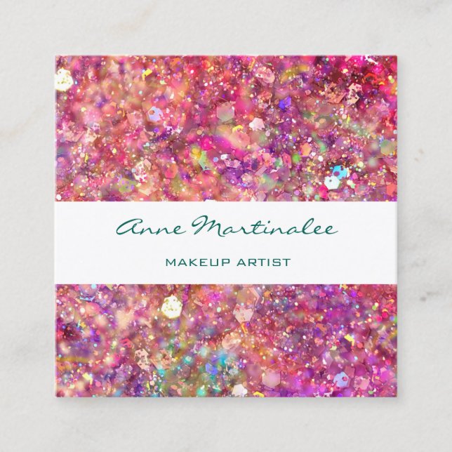 Carte de visite Carré Abstrait Pink Glitz (Devant)