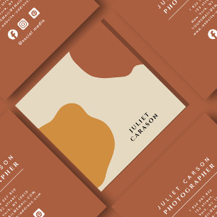 Carte De Visite Carré Abstrait Simple Terracotta Rustique Boho