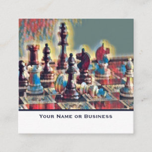 Carte De Visite Carré Abstrait Styled Chess Pieces Coach Club
