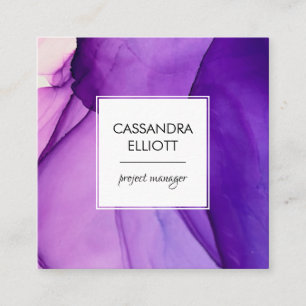 Carte De Visite Carré Abstrait Wispy Purple Alcohol Enk Liquid Art