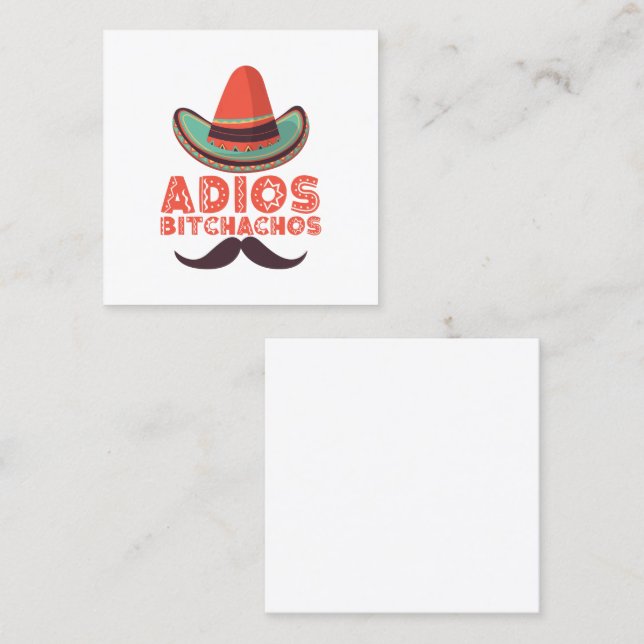 Carte De Visite Carré Adios Bitchachos Sombrero Retro Cinco De Mayo (Devant / Derrière)