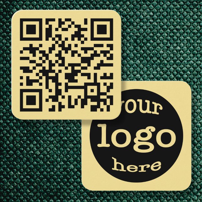 Carte De Visite Carré Adresse de site Web personnalisée QR Code Entrepri (Custom Website Address QR Code Company Logo Gold Square Business Card)