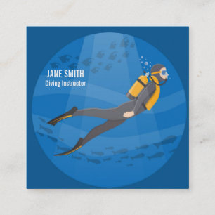 Carte De Visite Carré Affaires de plongée de mer profonde d'instructeur