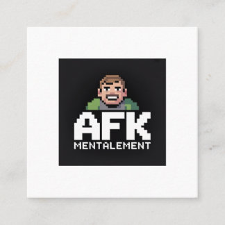 Carte De Visite Carré AFK Mentalement Chibi Gamer Pixel Art
