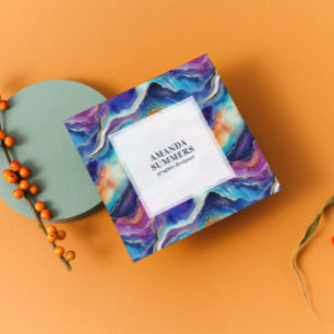 Carte De Visite Carré Agate de parties scintillant arc-en-ciel esthétiqu