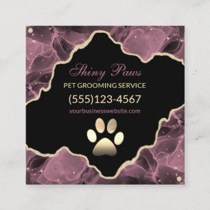 Carte De Visite Carré Agate Parties scintillant Rose Gold Chien Animal d