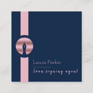Carte De Visite Carré Agent de signature du prêt notaire Nib Rose Gold W