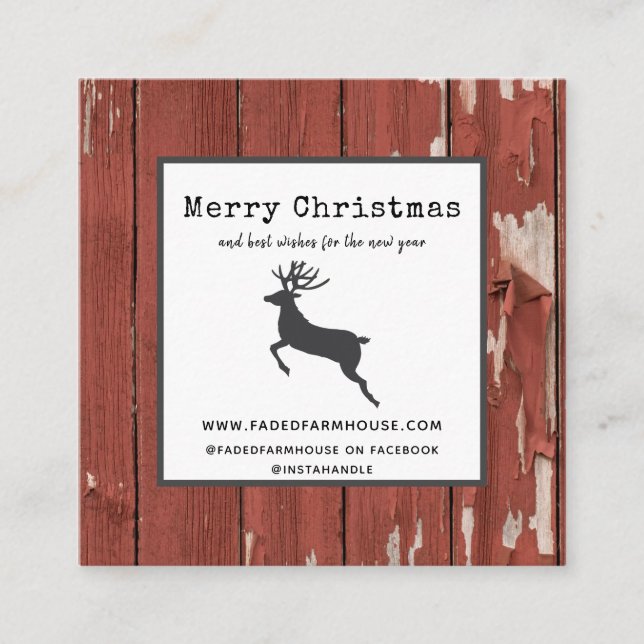 Carte De Visite Carré Agritourisme en bois de Chippy Joyeux Noël (Devant)