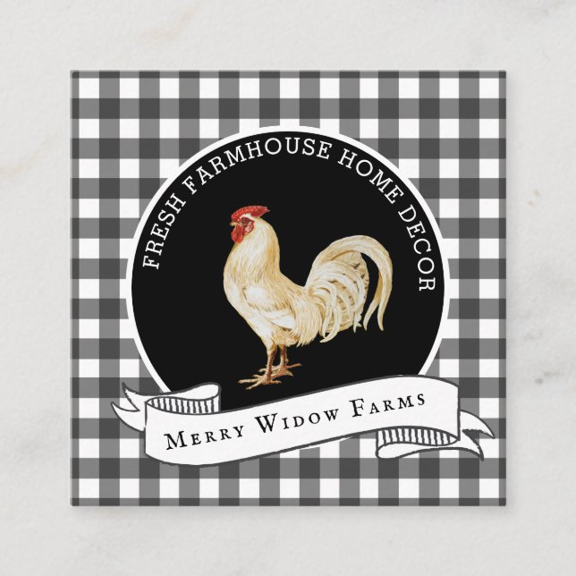 Carte De Visite Carré Agritourisme Rustique Country Rooster (Devant)