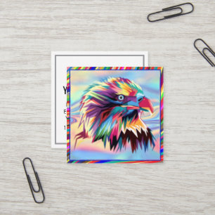 Carte De Visite Carré Aigle à tête blanche dessin géométrique prismatiqu