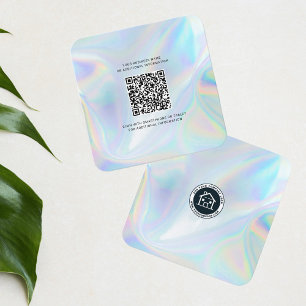 Carte De Visite Carré Ajouter le logo de marque Holographic QR Code do-i