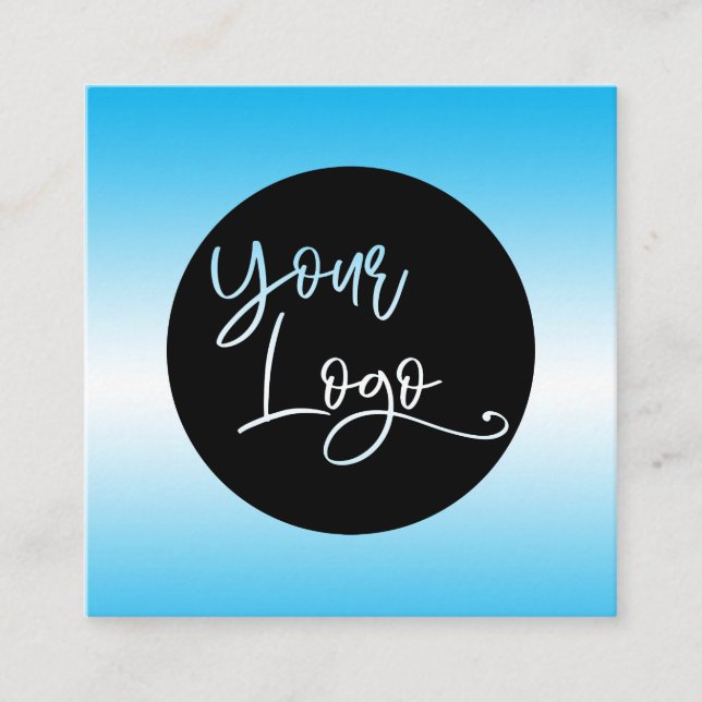 Carte De Visite Carré Ajouter Votre Logo Personnalisé Sur Sky Blue Ombre (Devant)