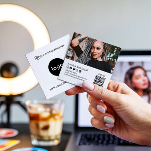 Carte De Visite Carré Ajouter votre logo photo code QR médias sociaux mo