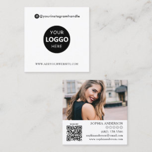 Carte De Visite Carré ajouter votre logo photo code QR médias sociaux mo