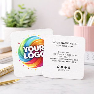 Carte De Visite Carré Ajoutez Votre Logo Cercle Personnalisé Professionn